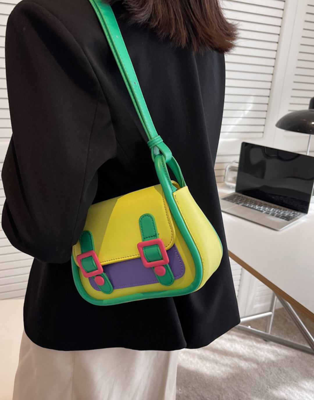 Contrasting color sweet girl fashion shoulder bag Dopamine Purse