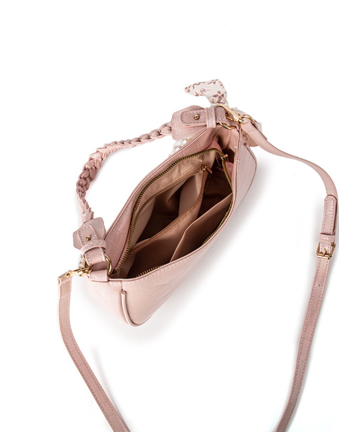 Laser Pink Crossbody Baguette Bag