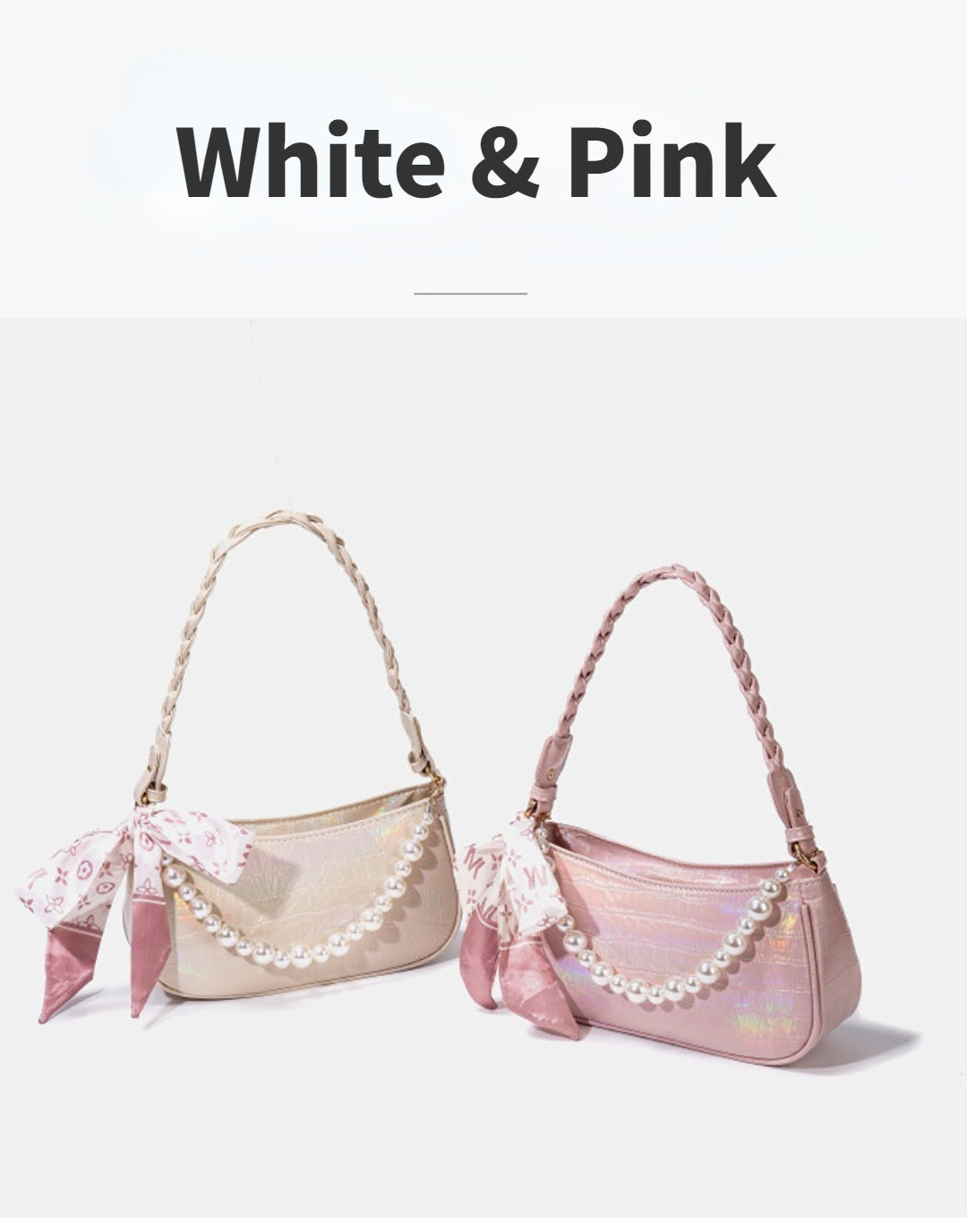 Laser Pink Crossbody Baguette Bag