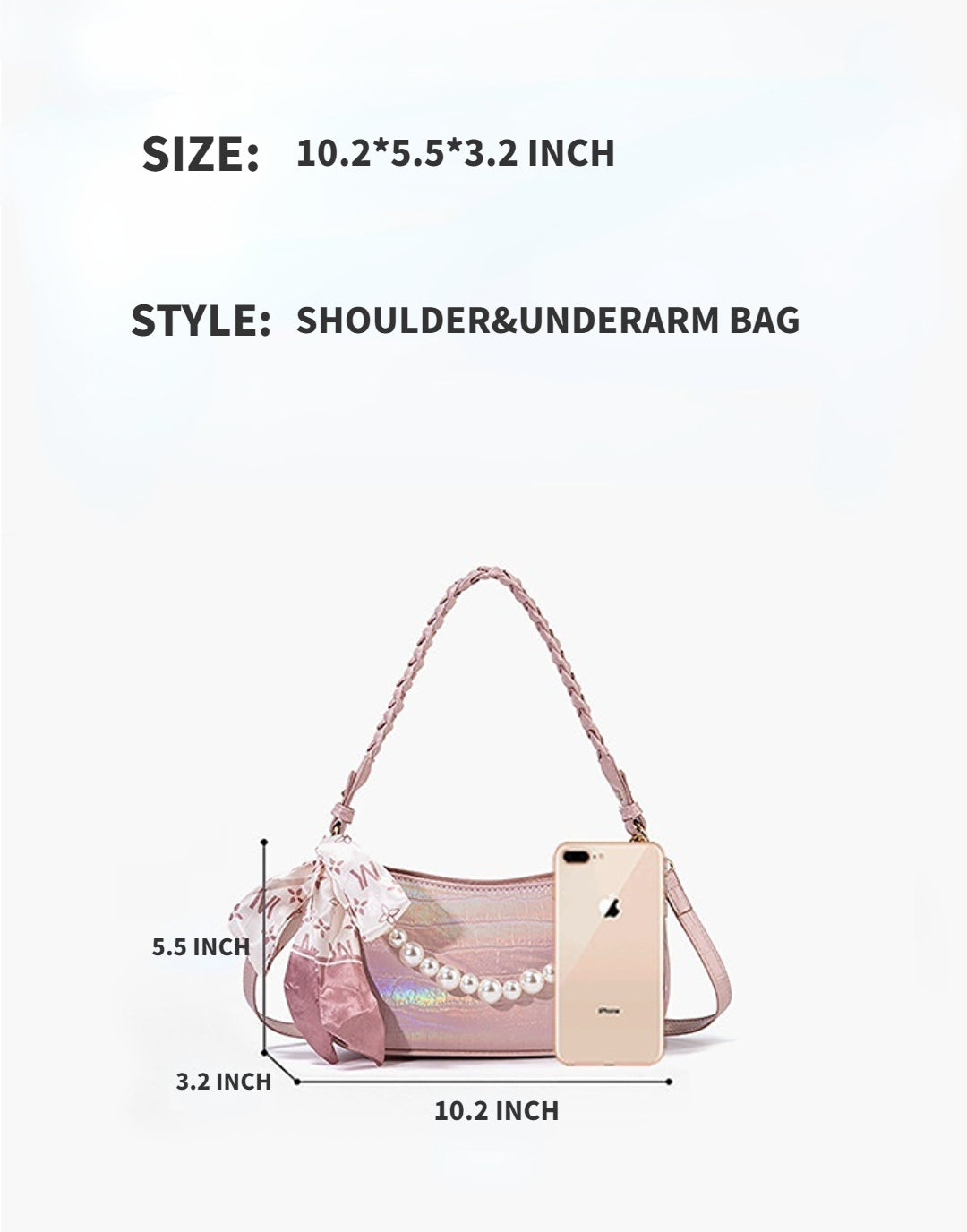 Laser Pink Crossbody Baguette Bag