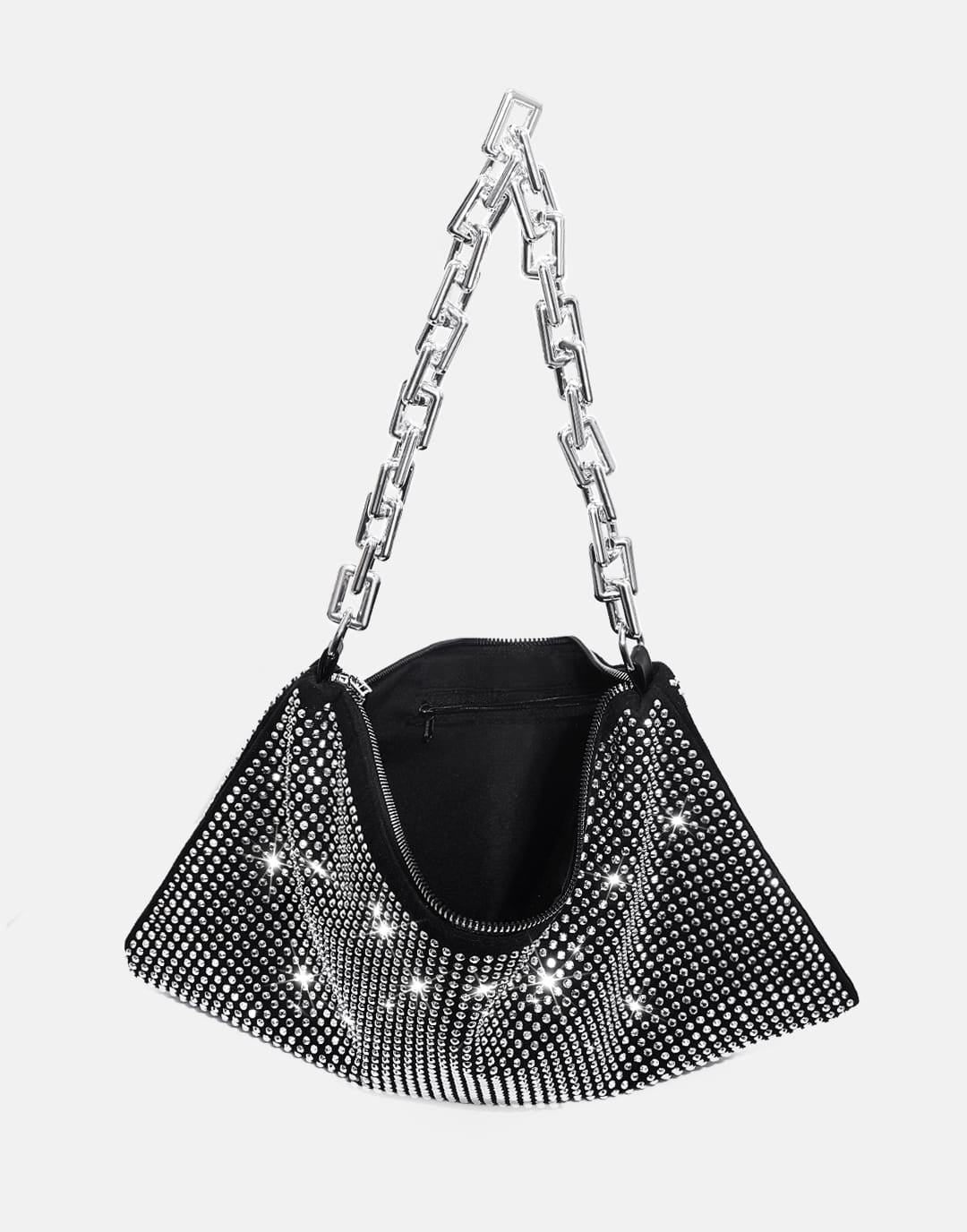 Artificial Crystal Big Chain&High Capacity Shoulder Bag