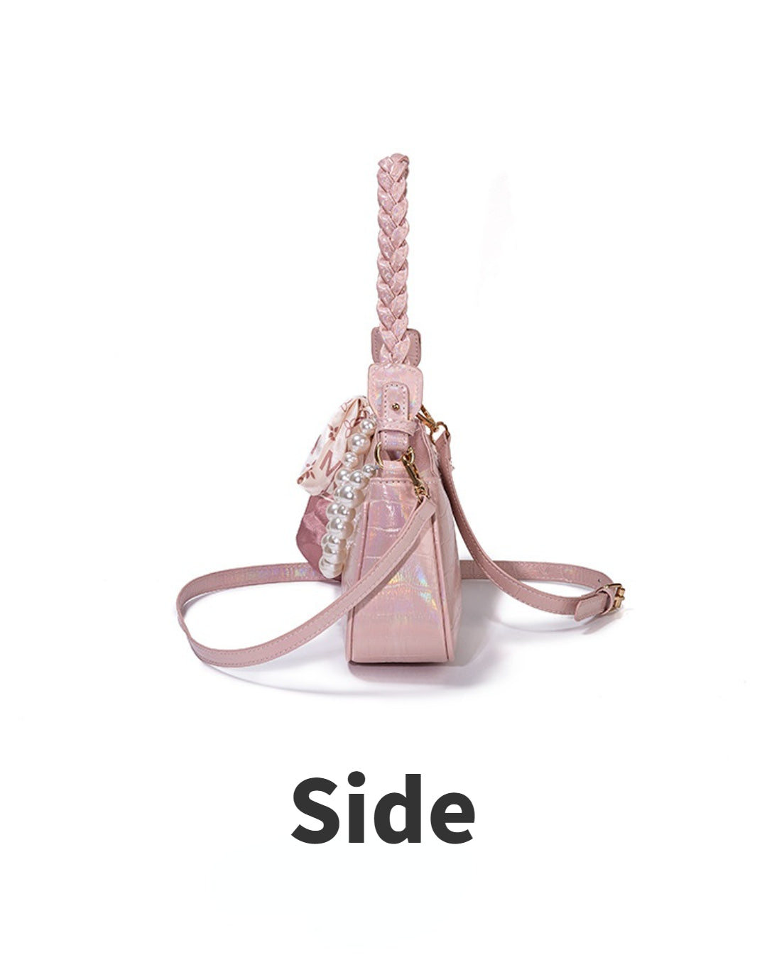 Laser Pink Crossbody Baguette Bag