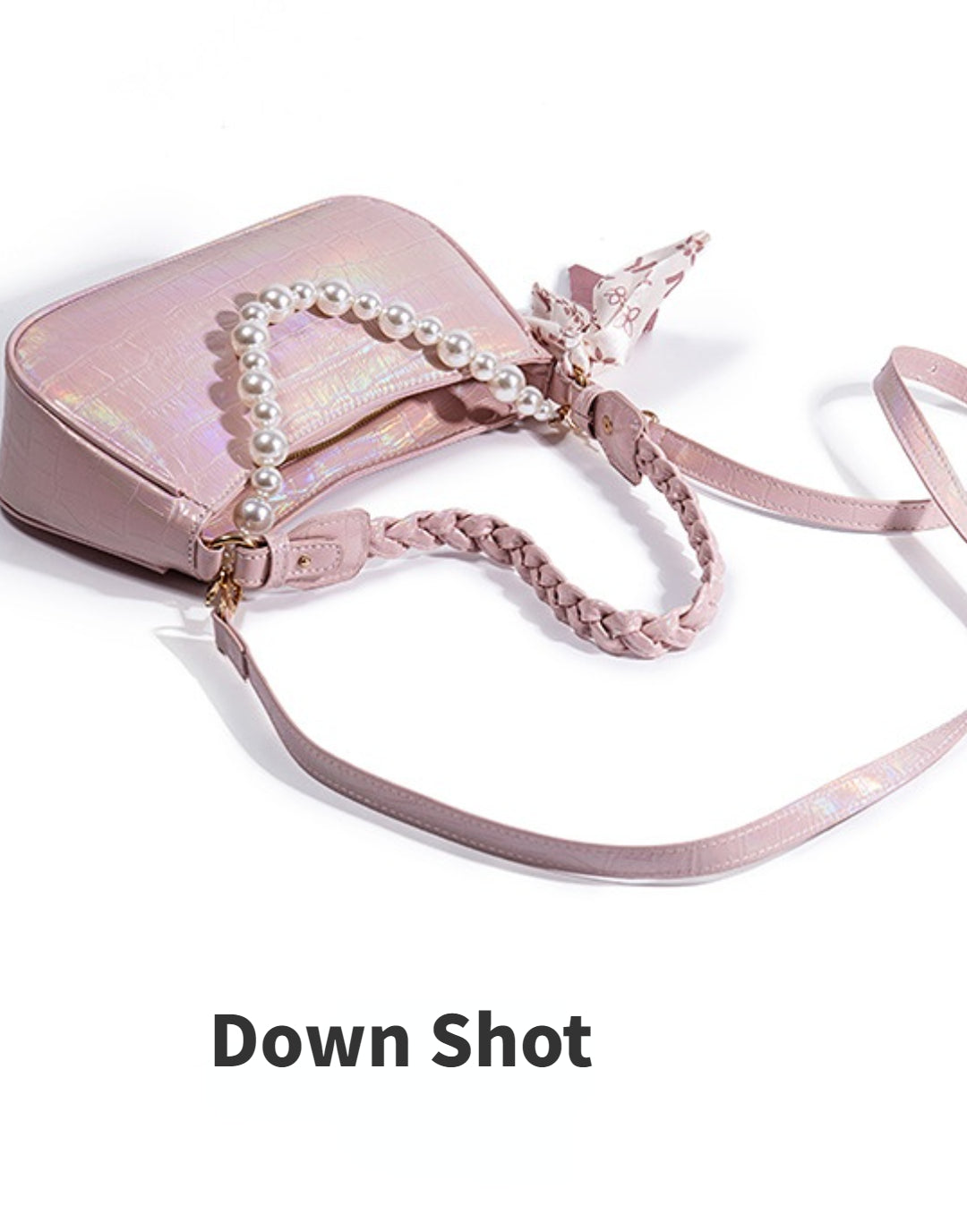 Laser Pink Crossbody Baguette Bag