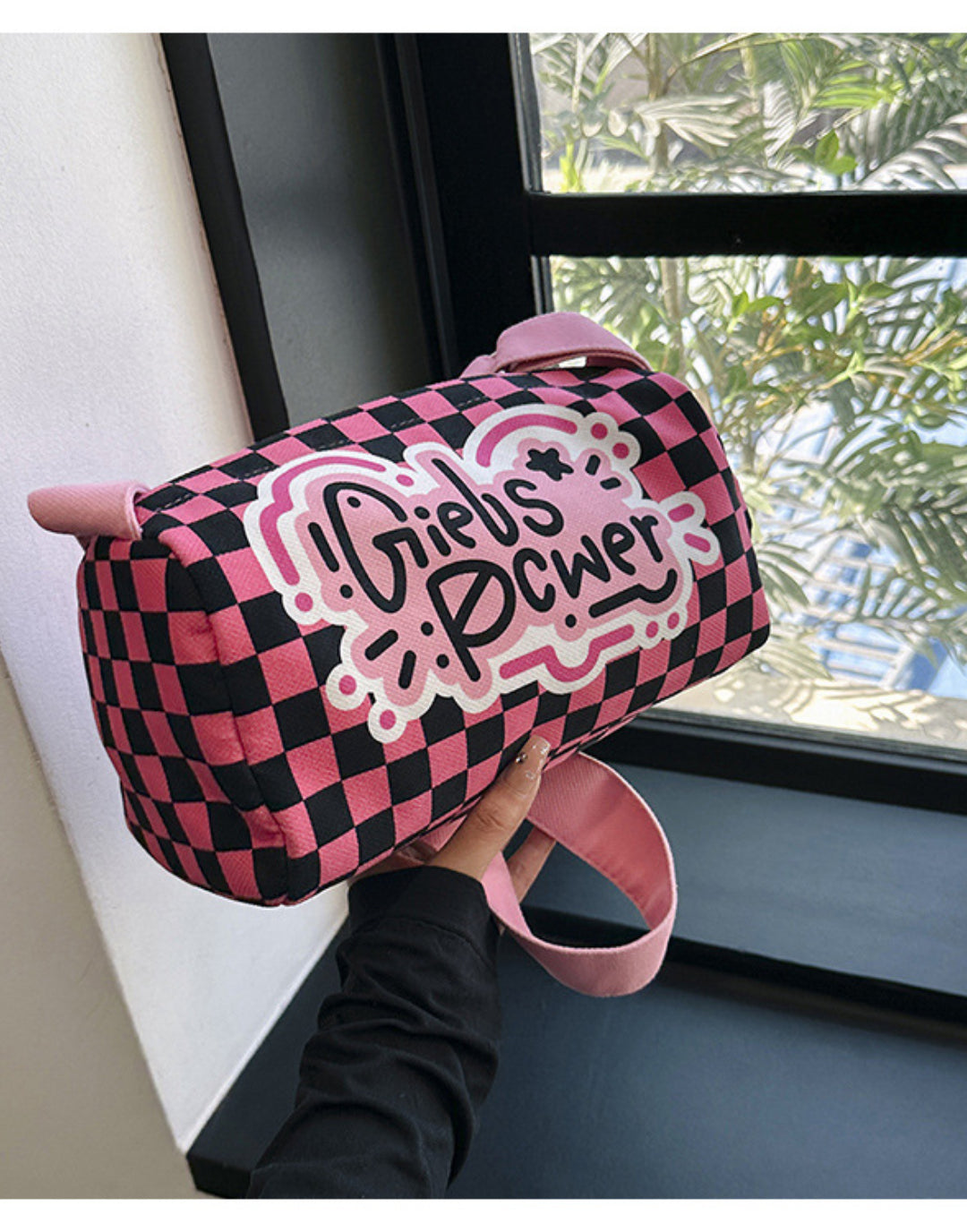 Graffiti canvas bag checkerboard small square bag Purse