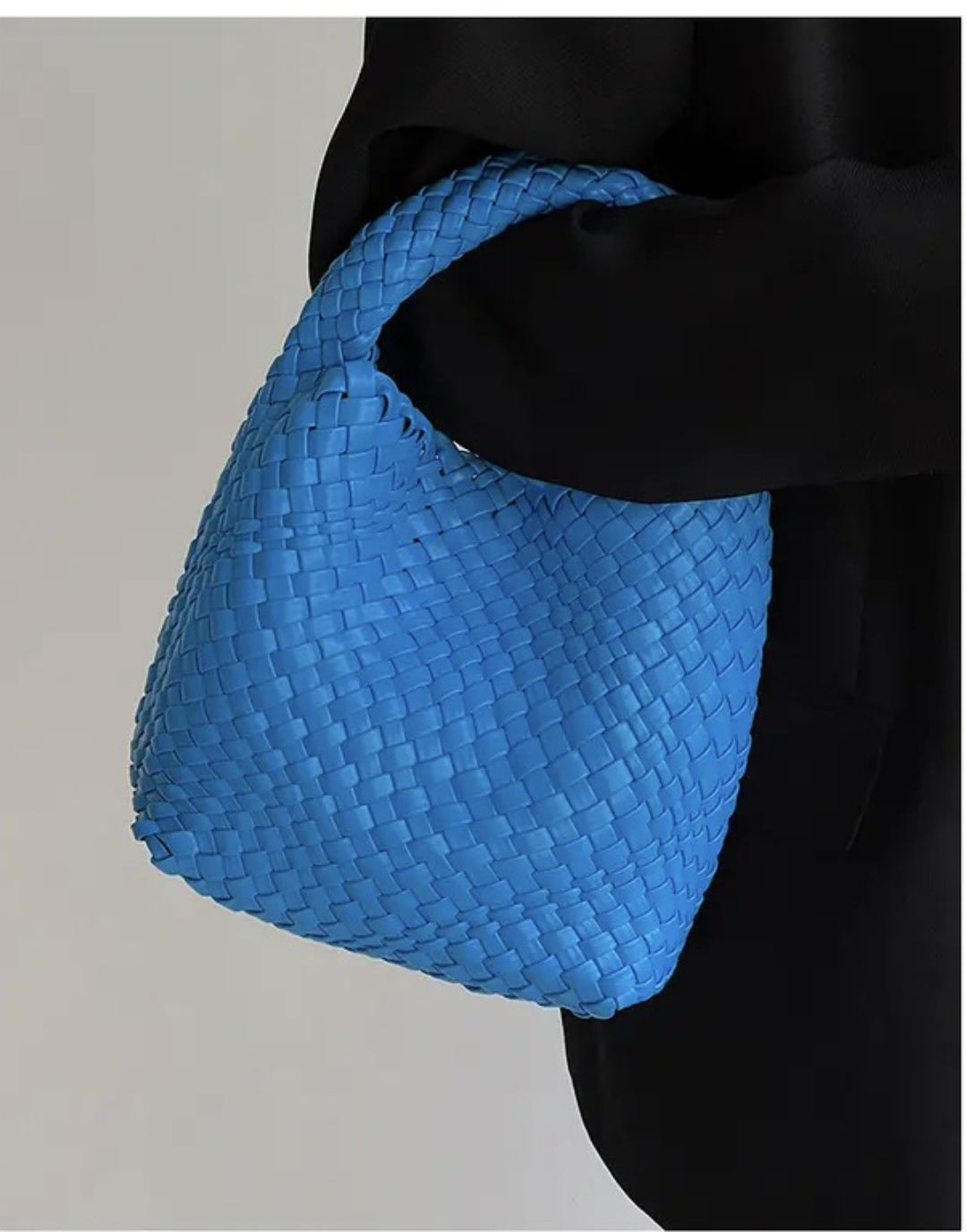 Women Vegan Leather Hand Woven Tote Handbag With Inner Bag