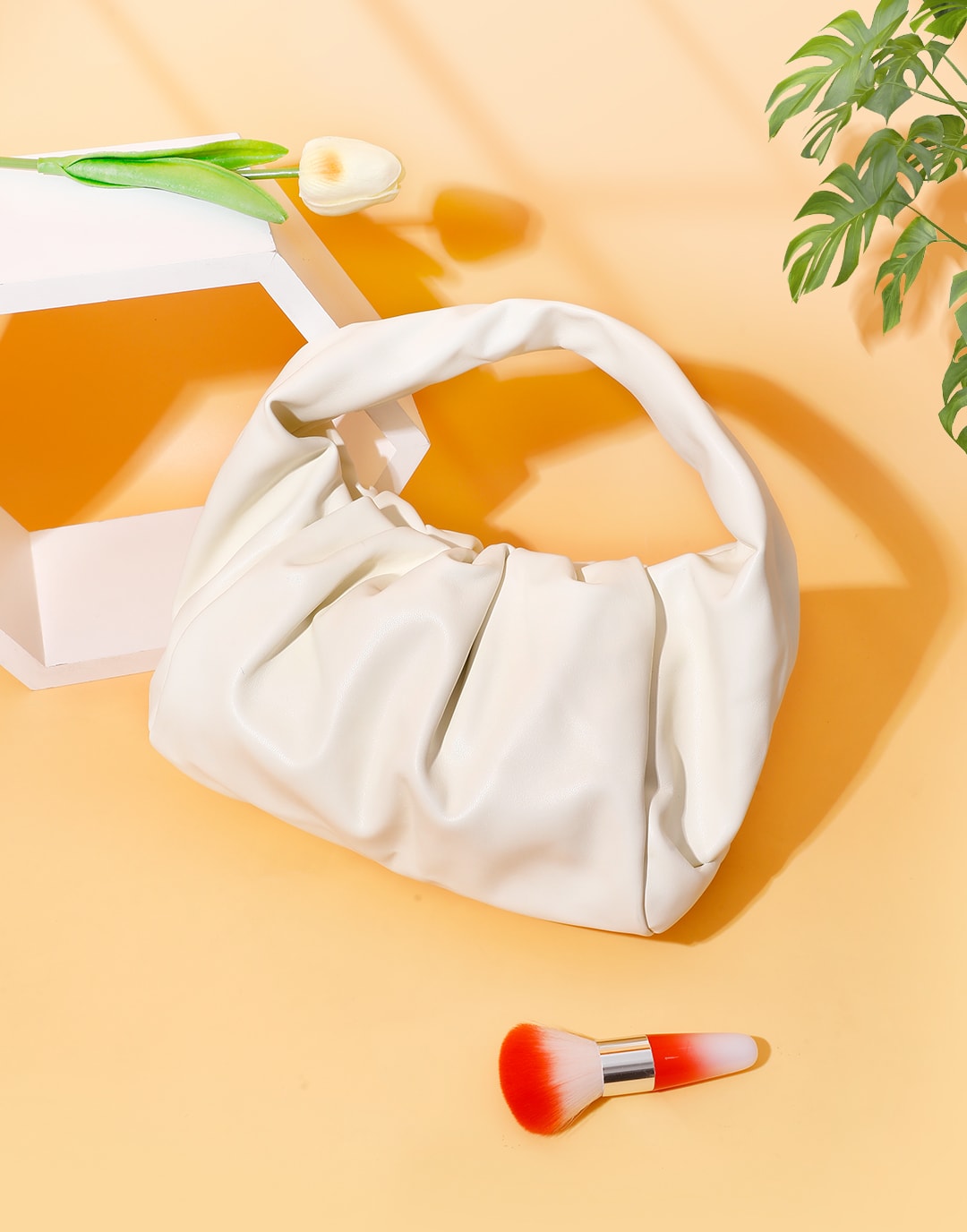 Soft Pleated Cloud Clutch Bag Solid Color Trend