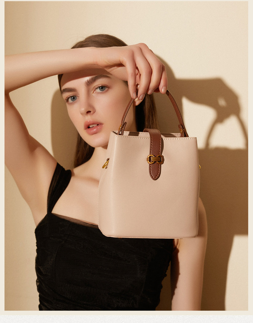 Yenesy Women Leather Crossbody Bucket Bag