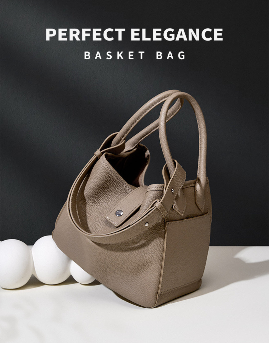Yenesy Women Cowhide Leather Basket Bag