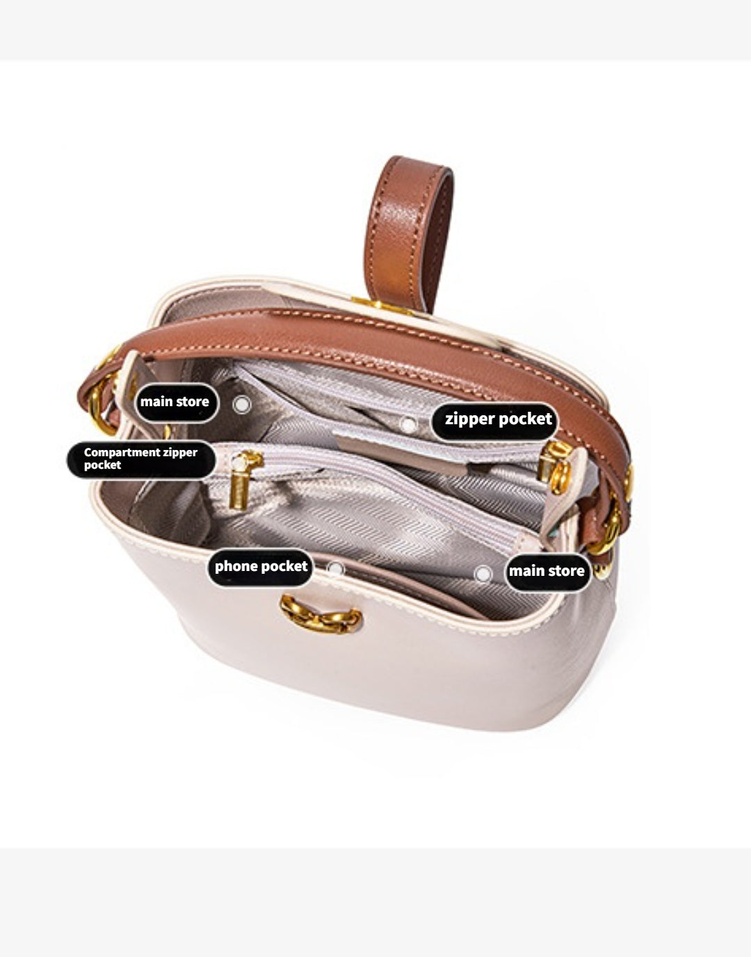 Yenesy Women Leather Crossbody Bucket Bag