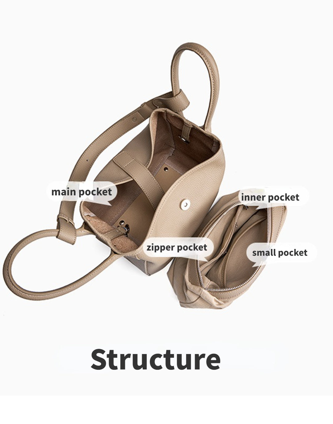 Yenesy Women Cowhide Leather Basket Bag