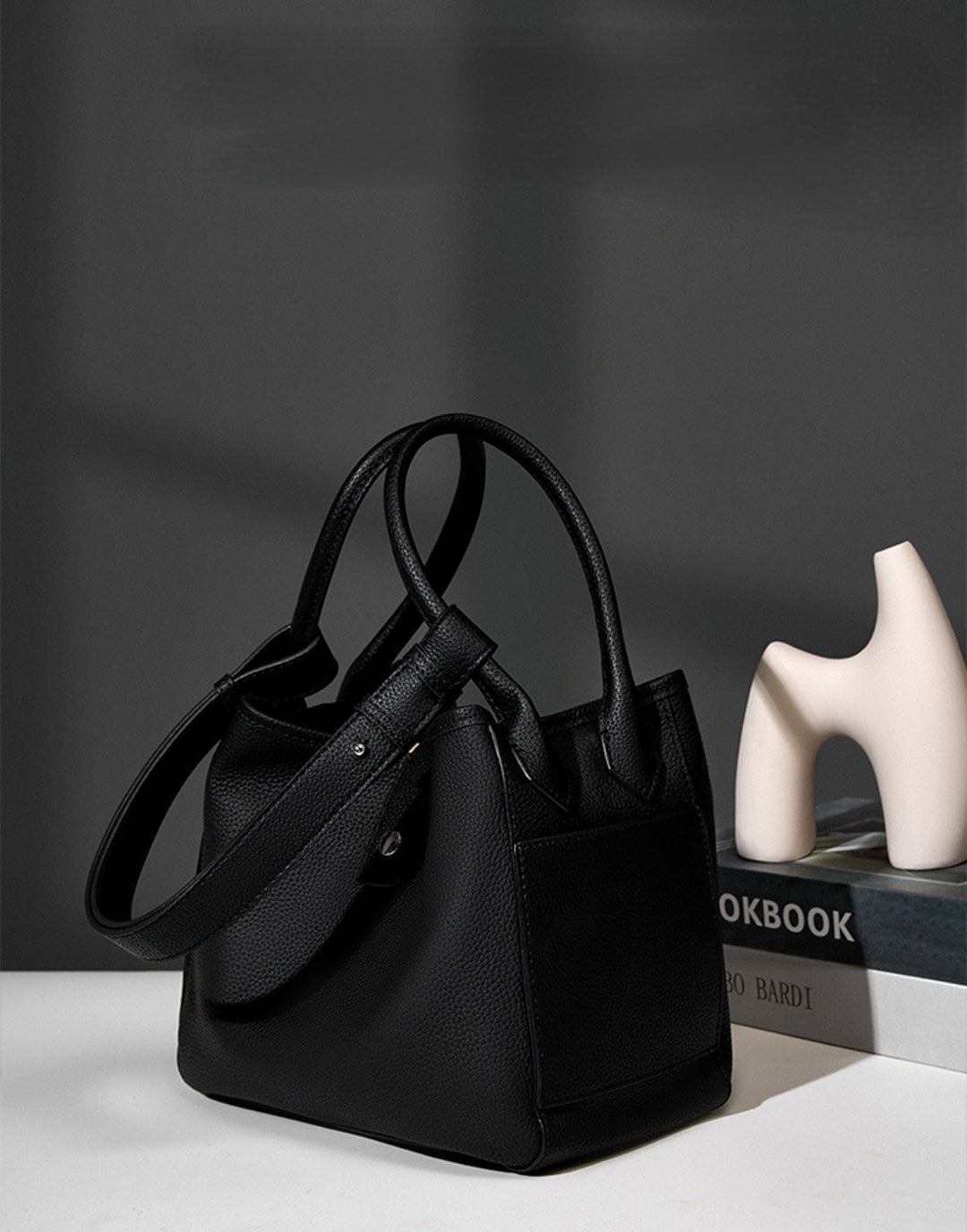 Yenesy Women Cowhide Leather Basket Bag