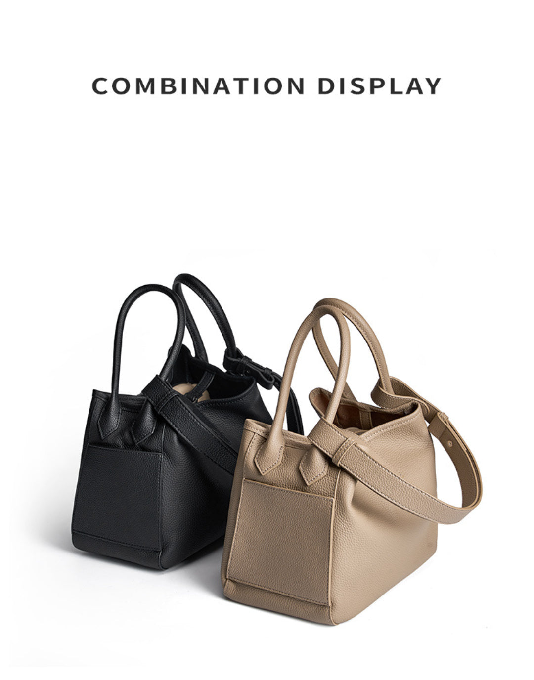 Yenesy Women Cowhide Leather Basket Bag