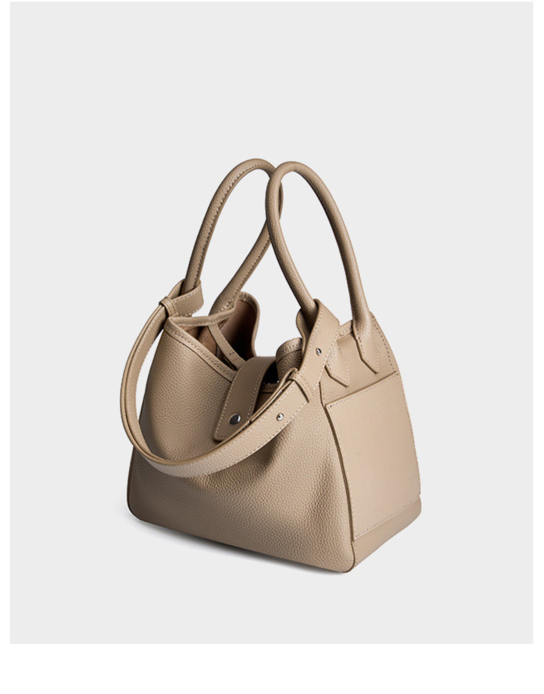 Yenesy Women Cowhide Leather Basket Bag
