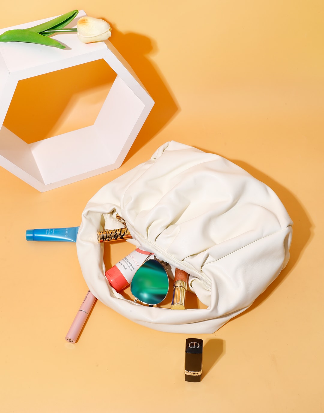 Soft Pleated Cloud Clutch Bag Solid Color Trend