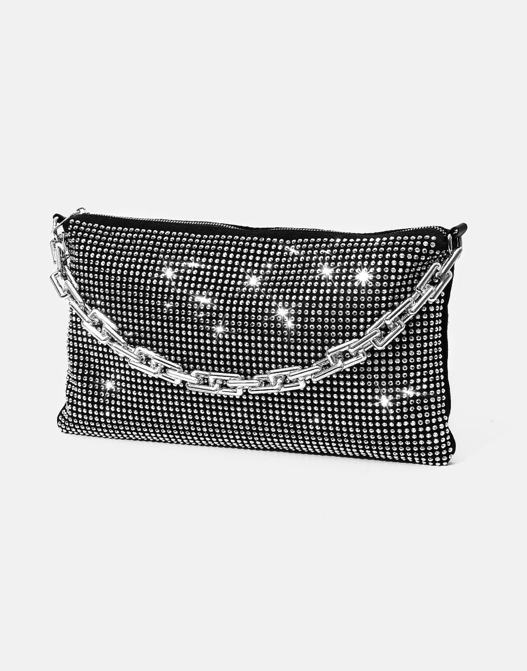 Artificial Crystal Big Chain&High Capacity Shoulder Bag