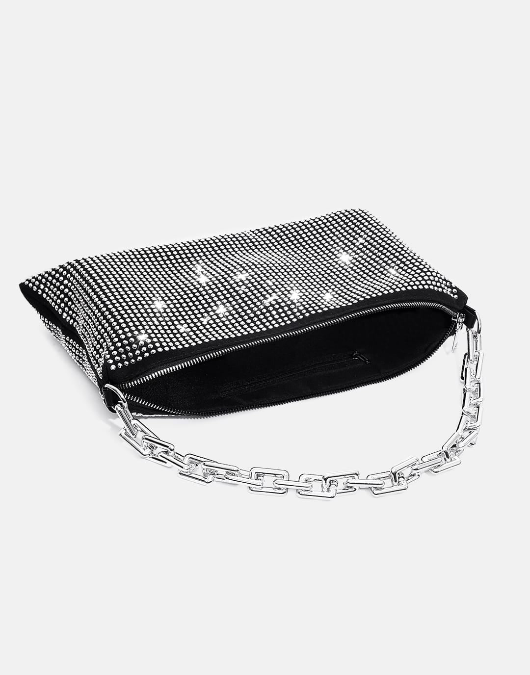 Artificial Crystal Big Chain&High Capacity Shoulder Bag