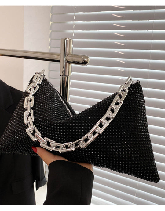 Artificial Crystal Big Chain&High Capacity Shoulder Bag