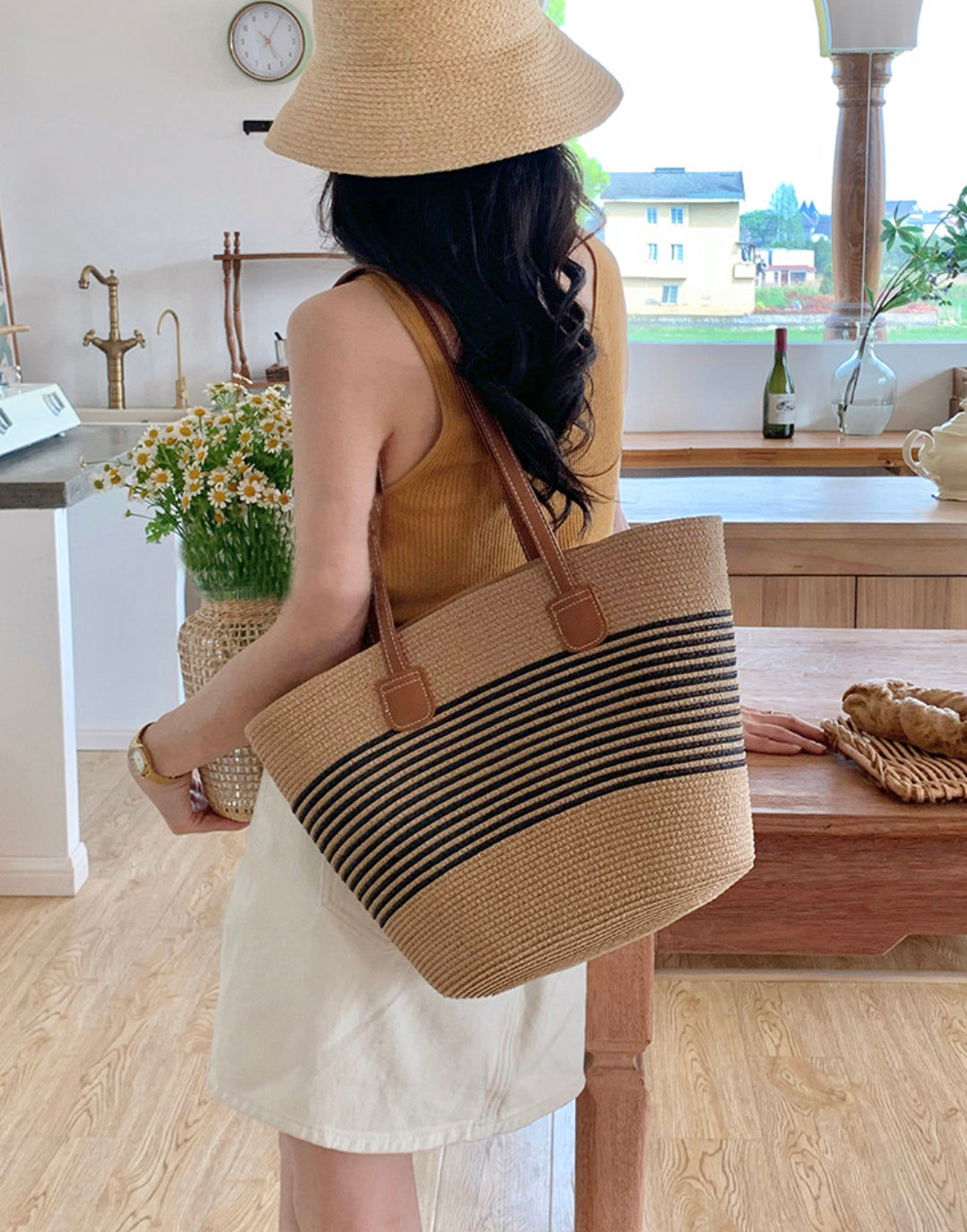 Straw Beach Bags Tote Bag&Summer Handwoven Shoulder Bags