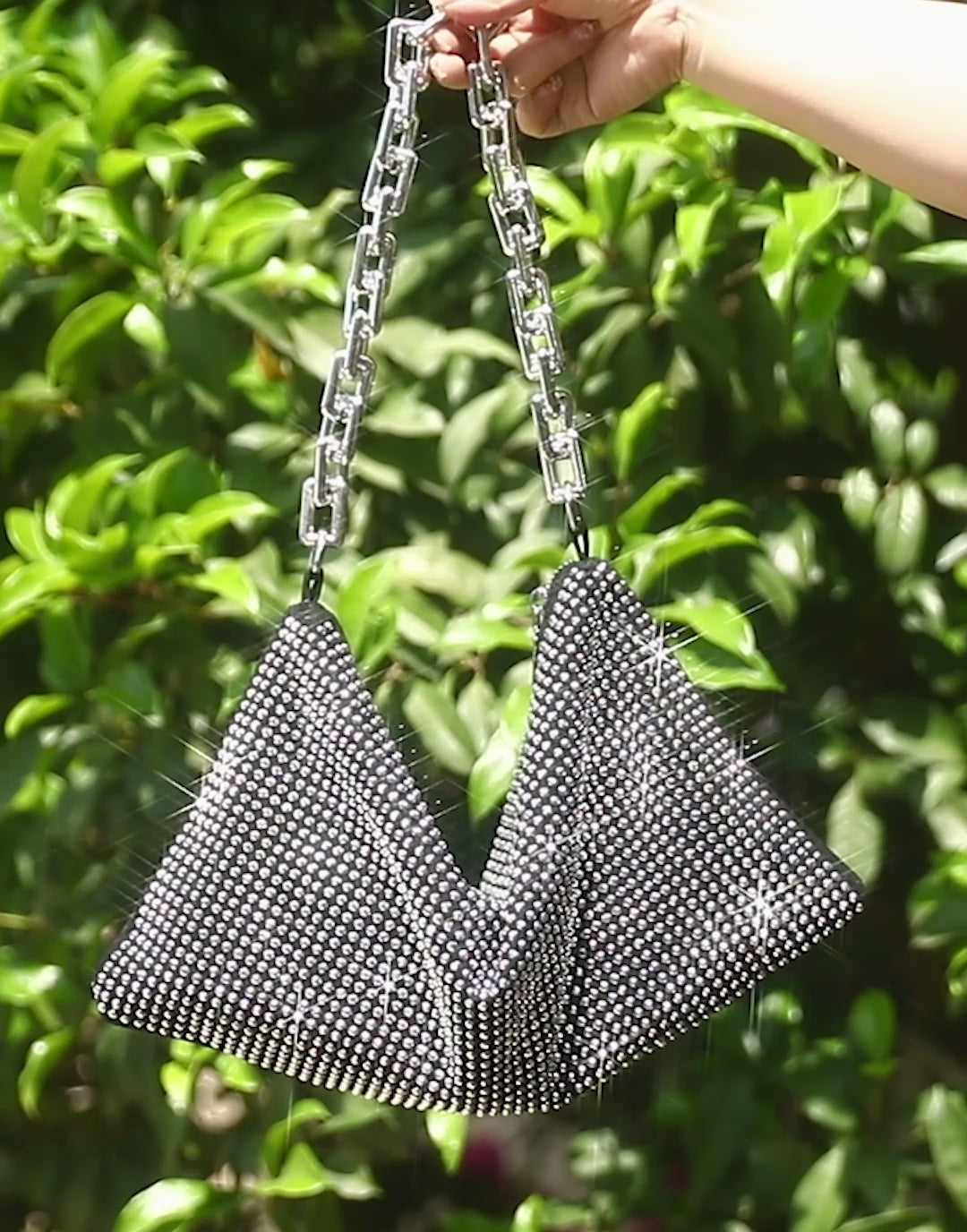 Artificial Crystal Big Chain&High Capacity Shoulder Bag