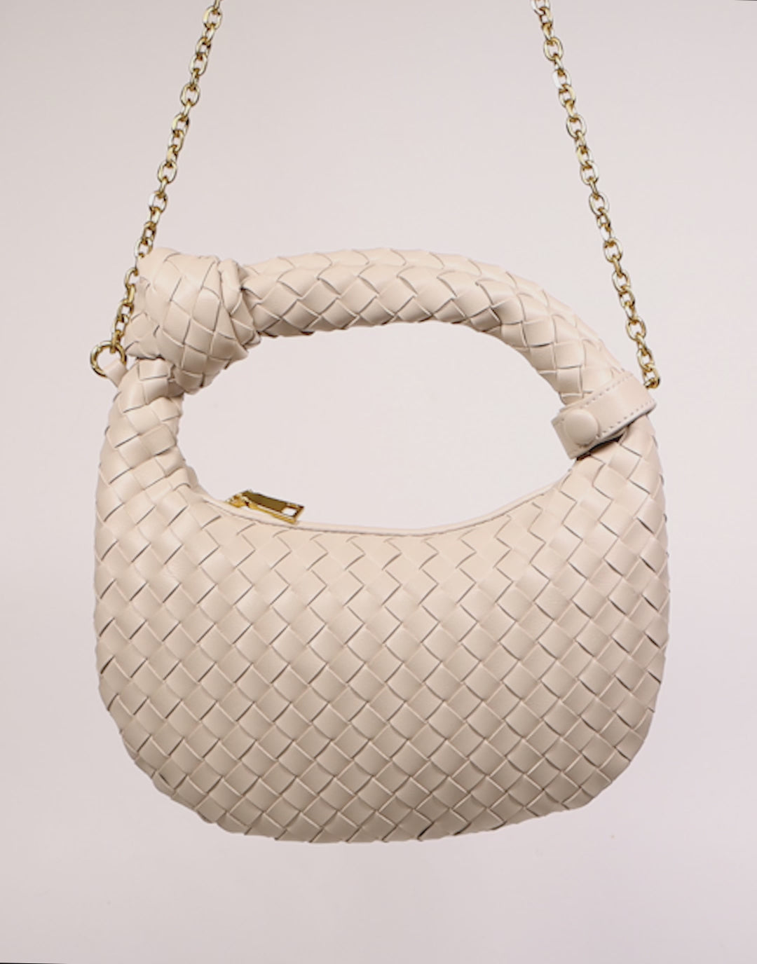 Handmade Women's Leather Woven Pattern Daily Bag