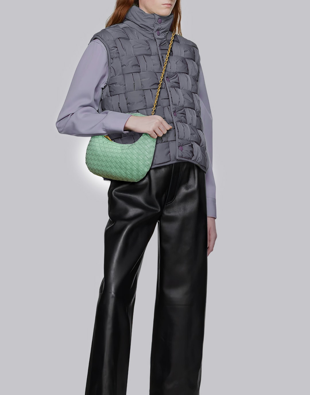 Handmade Women's Leather Woven Pattern Daily Bag