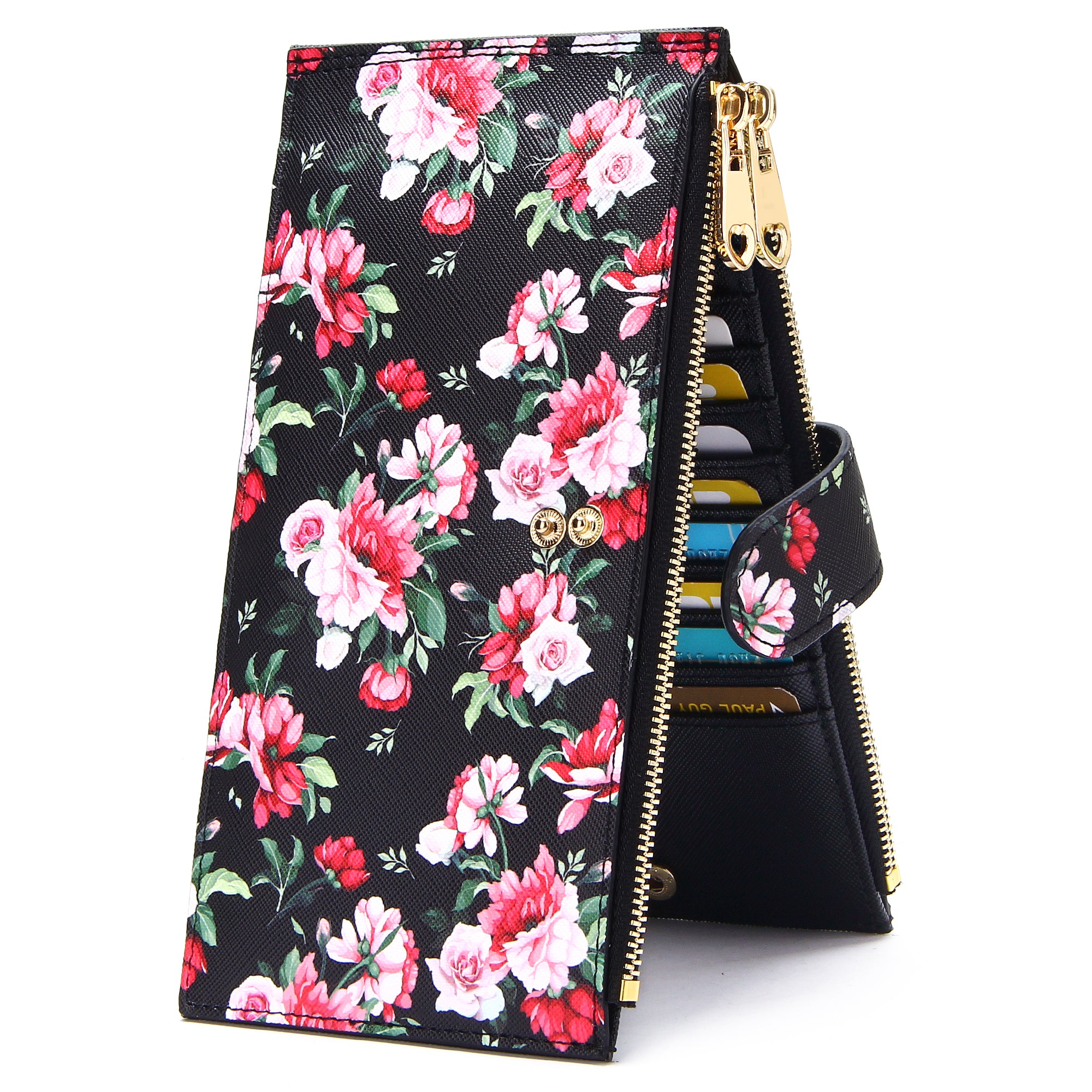 Badiya Women Wallets RFID Blocking Large Capacity Slim Bifold Multi Card Case Organizer with Zipper Pocket WW09762