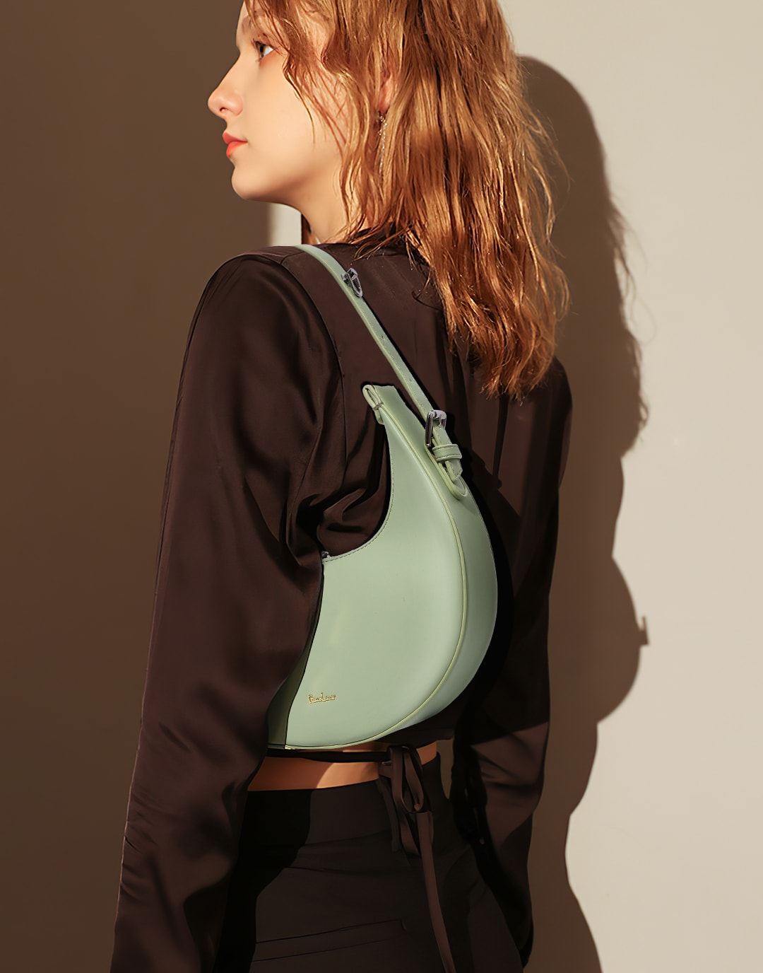 Crescent Leather Small Bag Underarm Bag Moon Bag Portable Shoulder Bag